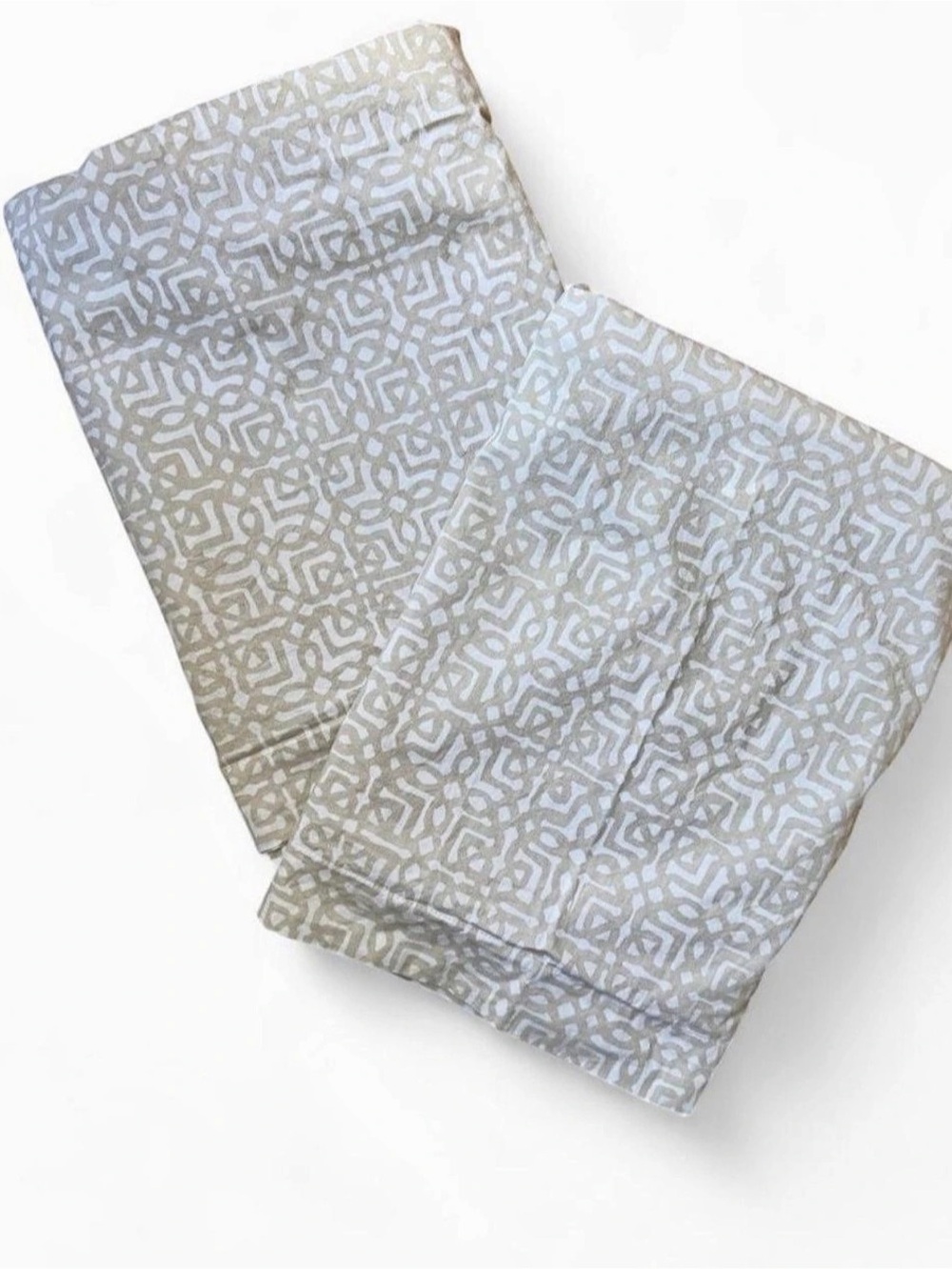 Pair of Nina Campbell Home Geometric Trellis Euro Shams Pillow Covers Tan & Whit